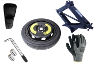 Kit - Rueda de repuesto de galleta ALFA ROMEO 4C R17 5x98x58,1 + Llave de Carraca + Gato elevador + Funda para el gato