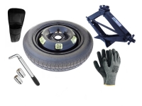 Kit - Rueda de repuesto de galleta ALFA ROMEO MITO R17 4x98x58,1 + Llave de Carraca + Gato elevador + Funda para el gato