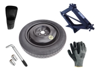 Kit - Rueda de repuesto de galleta HYUNDAI BAYON R15 4x100x54,1 + Llave de Carraca + Gato elevador + Funda para el gato