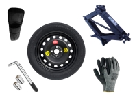 Kit - Rueda de repuesto de galleta HYUNDAI BAYON R16 4x100x54,1 + Llave de Carraca + Gato elevador + Funda para el gato