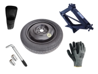 Kit - Rueda de repuesto de galleta HONDA CITY VI R15 4x100x56,1 + Llave de Carraca + Gato elevador + Funda para el gato