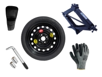 Kit - Rueda de repuesto de galleta RENAULT THALIA II R15 4x100x60,1 + Llave de Carraca + Gato elevador + Funda para el gato