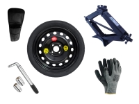 Kit - Rueda de repuesto de galleta CITROEN XSARA II R16 4x108x65,1 + Llave de Carraca + Gato elevador + Funda para el gato