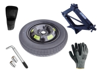 Kit - Rueda de repuesto de galleta CITROEN C4X I R16 4x108x65,1 + Llave de Carraca + Gato elevador + Funda para el gato