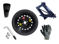 Kit - Rueda de repuesto de galleta HYUNDAI COUPE II R15 + Llave de Carraca + Gato elevador + Funda para el gato