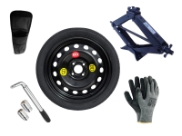 Kit - Rueda de repuesto de galleta FIAT PANDA CROSS II R16 4x98x58,1 + Llave de Carraca + Gato elevador + Funda para el gato