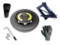 Kit - Rueda de repuesto de galleta SKODA KODIAQ R18 5x112x57,1 + Llave de Carraca + Gato elevador + Funda para el gato